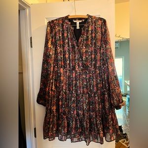 Soft Surroundings floral long sleeve tiered mini dress - size small